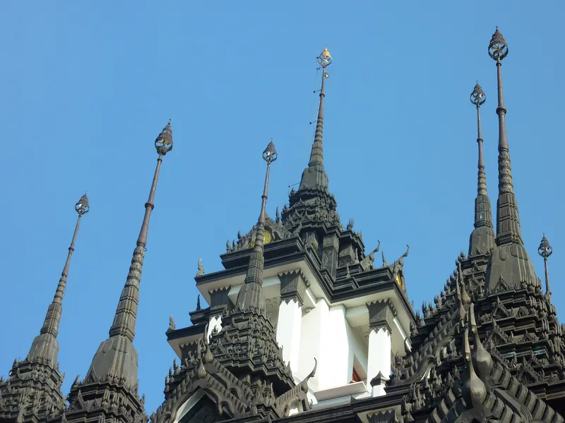Black metal spires of Loha Prasat in Bangkok's Old City
