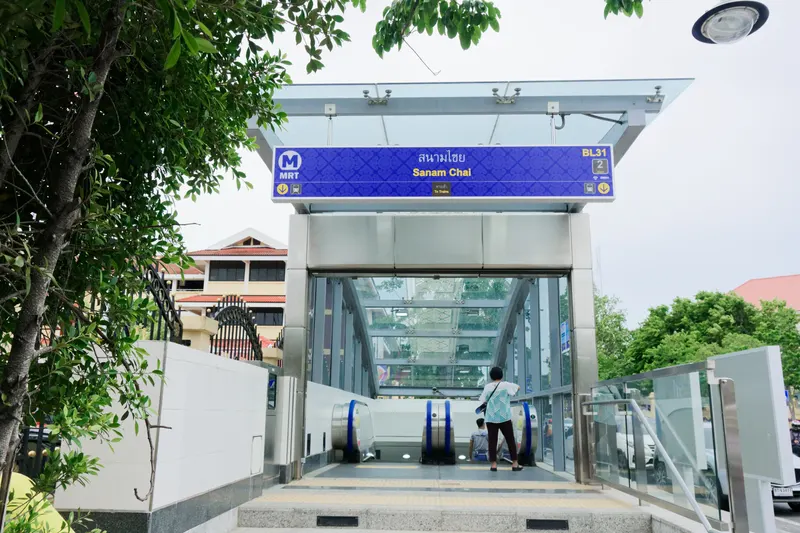 Sanam Chai MRT station entrance near Bangkok's Old City